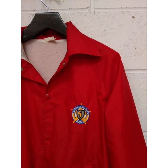VTG Auburn Windbreaker Jacket National Sheriffs Association Red Sz L Nylon USA - Picture 5 of 10
